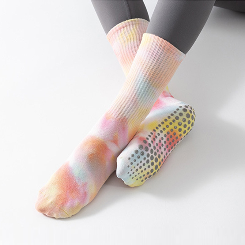 涂鸦彩色专业运动袜女中长筒