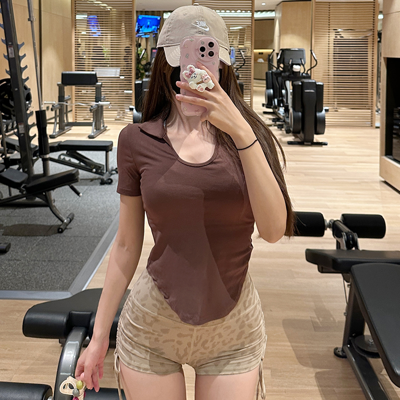 健身服短袖女欧美网红显瘦