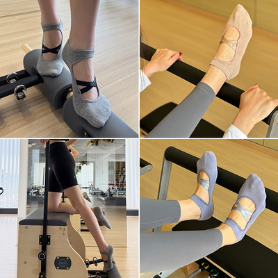 专业防滑室内健身袜子女室内跳绳运动袜普拉提舞蹈训练瑜伽短袜秋