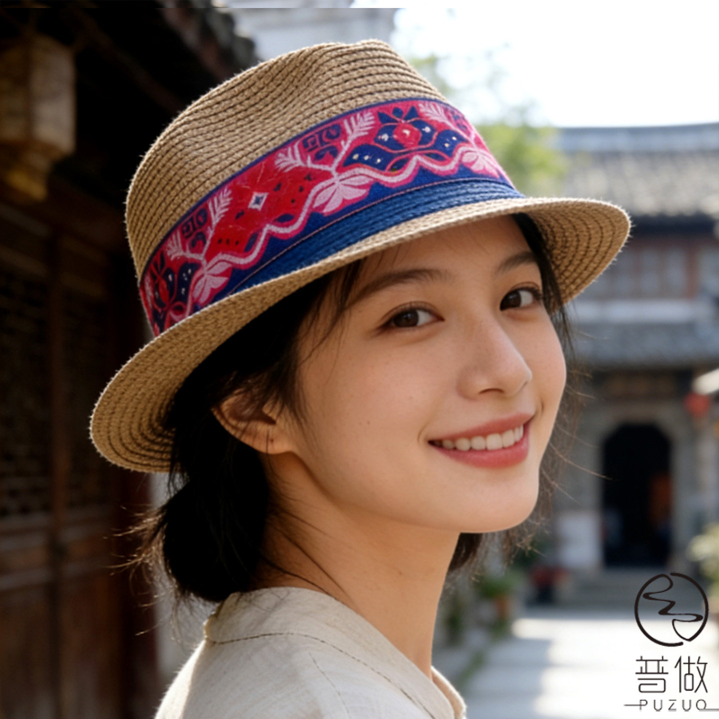 2026新款国风沙滩防晒草帽女
