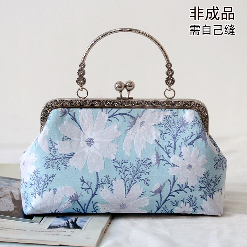 手工20cm方口金包矮款手提包