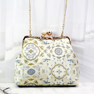 非成品 手工布艺DIY材料包-中式国风23cm大珠头口金包