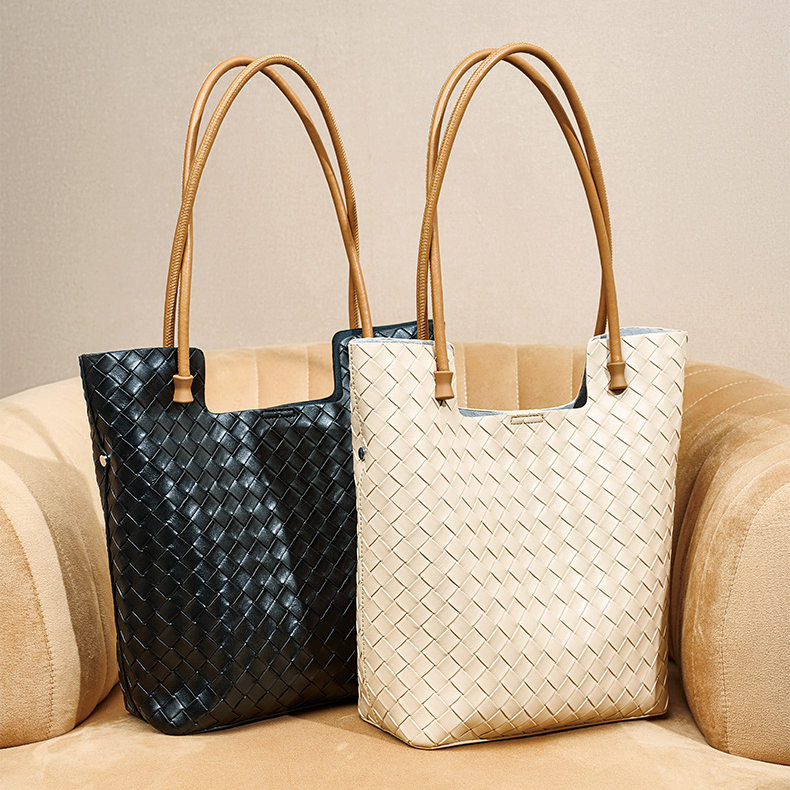 高级感轻奢小众真皮女士单肩包二层牛皮编织手提包大容量手拎包,箱包皮具/热销女包/男包,通用款女包,淘宝优惠券,粉丝福利购,淘宝优惠卷