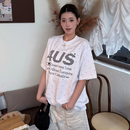 FORUYES官方店 夏季新品波点印花国潮牌情侣男女宽松百搭T恤短袖