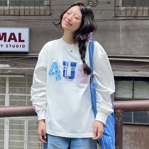 FORUYES长袖格纹碎花贴布绣情侣