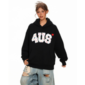 FORUYES官方店 宽松上衣连帽衫 秋冬季 彩色爱心波点贴布刺绣情侣款