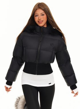 FORUYES官方店 冬季新款90白鸭绒连帽修身收腰羽绒服复古毛领上衣