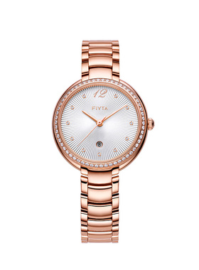 飞亚达女手表防水时尚简约镶钻钢带日历女士石英腕表L865006.PWPD