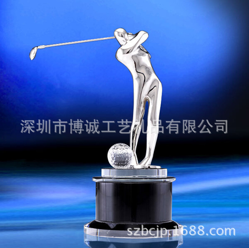 金属高尔夫奖杯运动赛事奖杯水晶高尔夫奖杯金属配件批发trophy