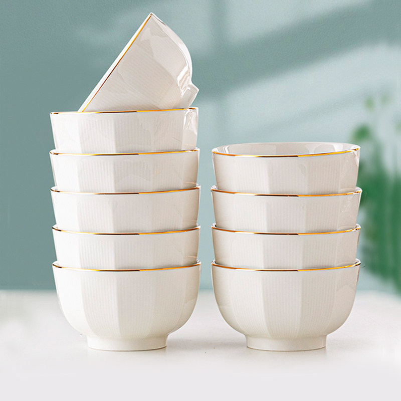 碗家用2025新款简约轻奢餐具吃饭碗盘组合汤面碗纯白陶瓷碗碟套装