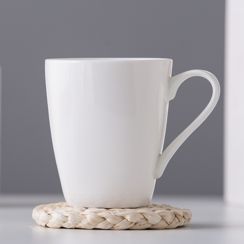 嘉兰骨瓷水杯家用马克杯纯白创意简约定制广告杯办公室喝茶水杯子