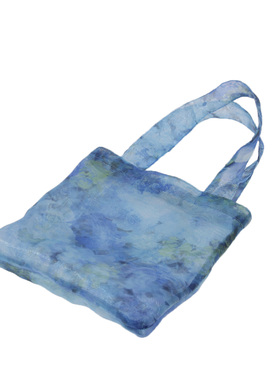 Amotional\蓝绿到货油画风纱袋红夏季手提袋花卉植物欧根纱原创