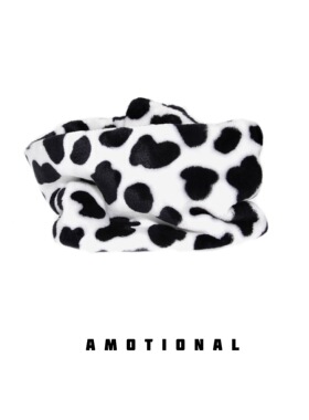 Amotional\奶牛围脖围巾珊瑚绒短款可爱纽扣简洁围脖冬季保暖百搭