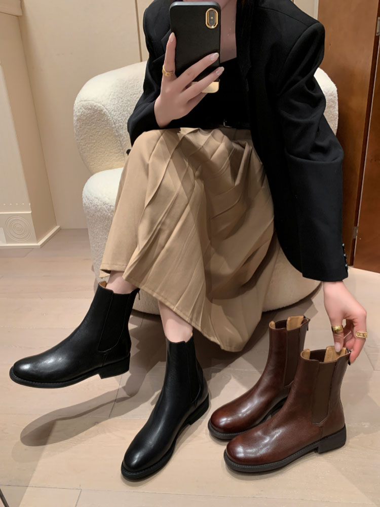 烟筒靴胎牛皮舒服高级