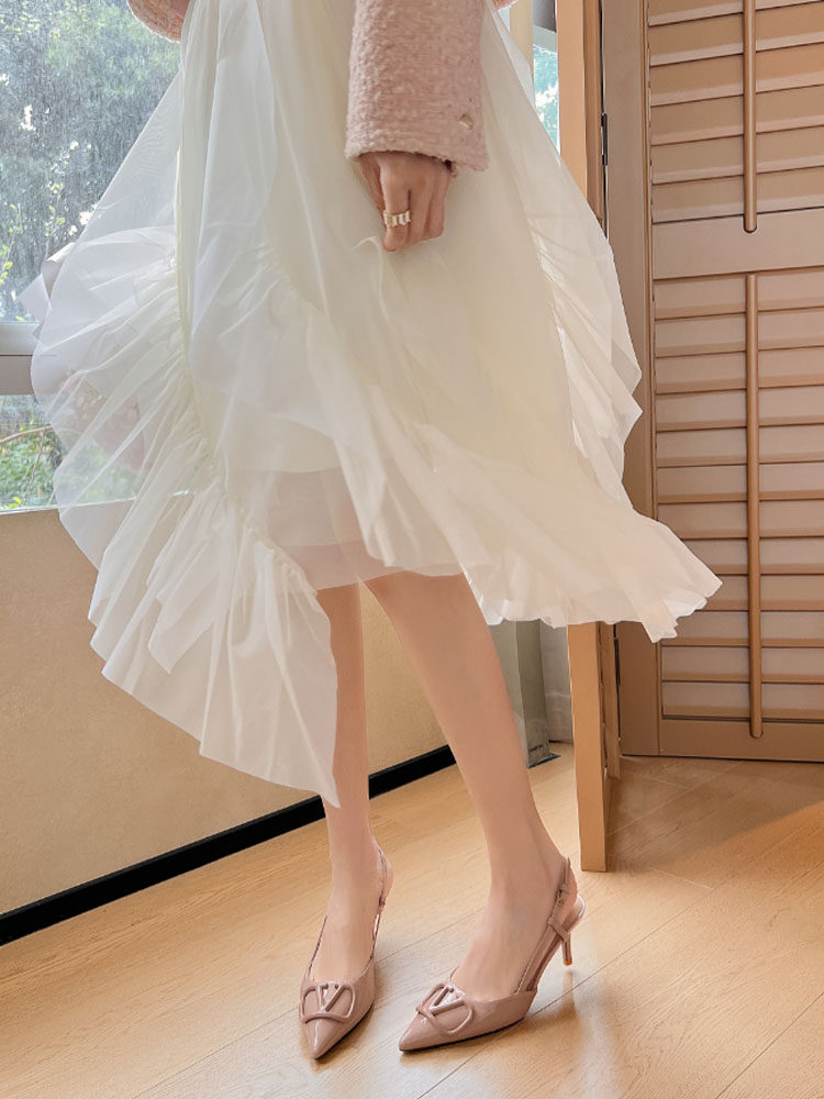 欧洲站2023新款法式夏季气质尖头V扣单鞋高跟后空细跟绝美凉鞋女,女鞋,时装凉鞋,淘宝优惠券,粉丝福利购,淘宝优惠卷