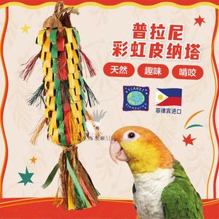 普拉尼彩虹皮纳塔章鱼皮纳塔天然手工棕榈叶鹦鹉啃咬觅食进口玩具