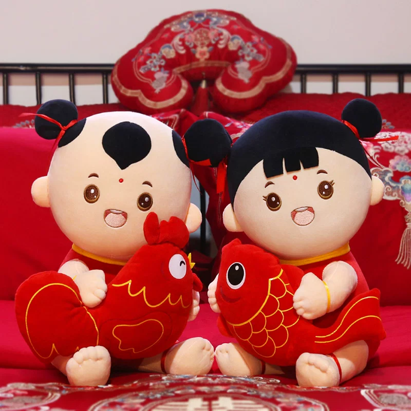 Свадебные пресс-д dolls, пара китайских свадебных украшений, подарки для молодоженов, украшение свадебной комнаты, счастливые куклы, раннее рождение ребенка