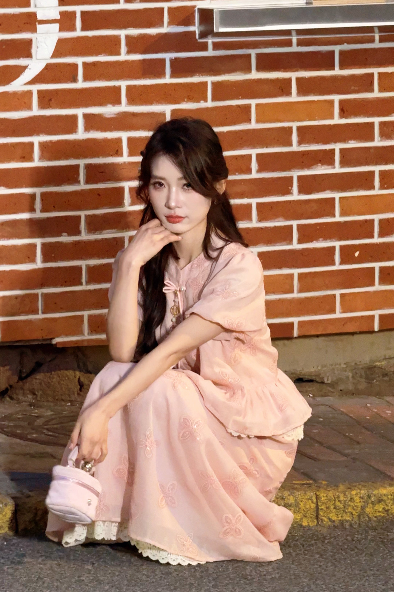 可可可欣【粉蝶云栖套装】高腰学院风ol荷叶边甜美法式时尚长袖气