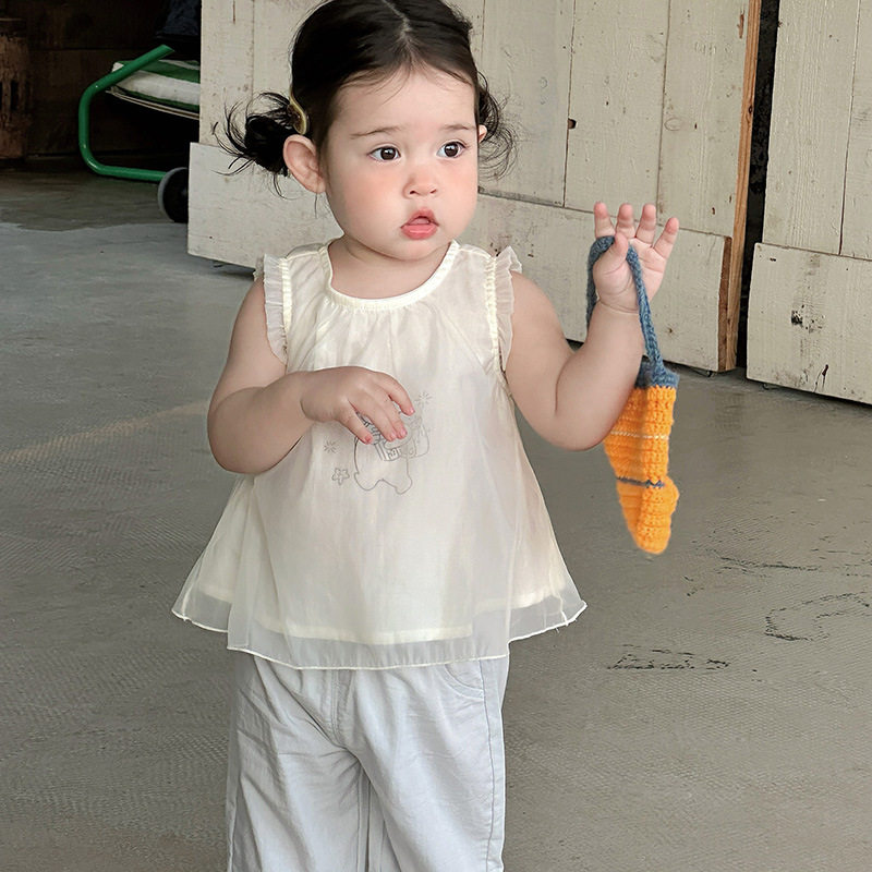 夏季女宝宝无袖卡通薄款A类T恤