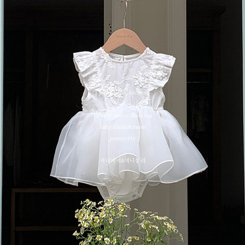 韩版童装夏季婴童网纱爬服