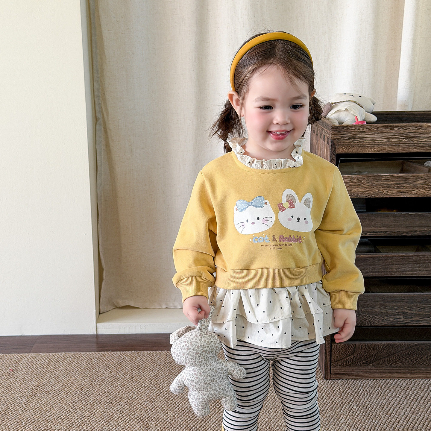 韩版童装 春新款 女宝宝花边拼接假两件上衣 小童卫衣打底裤套装,童装/婴儿装/亲子装,卫衣/绒衫,淘宝优惠券,粉丝福利购,淘宝优惠卷