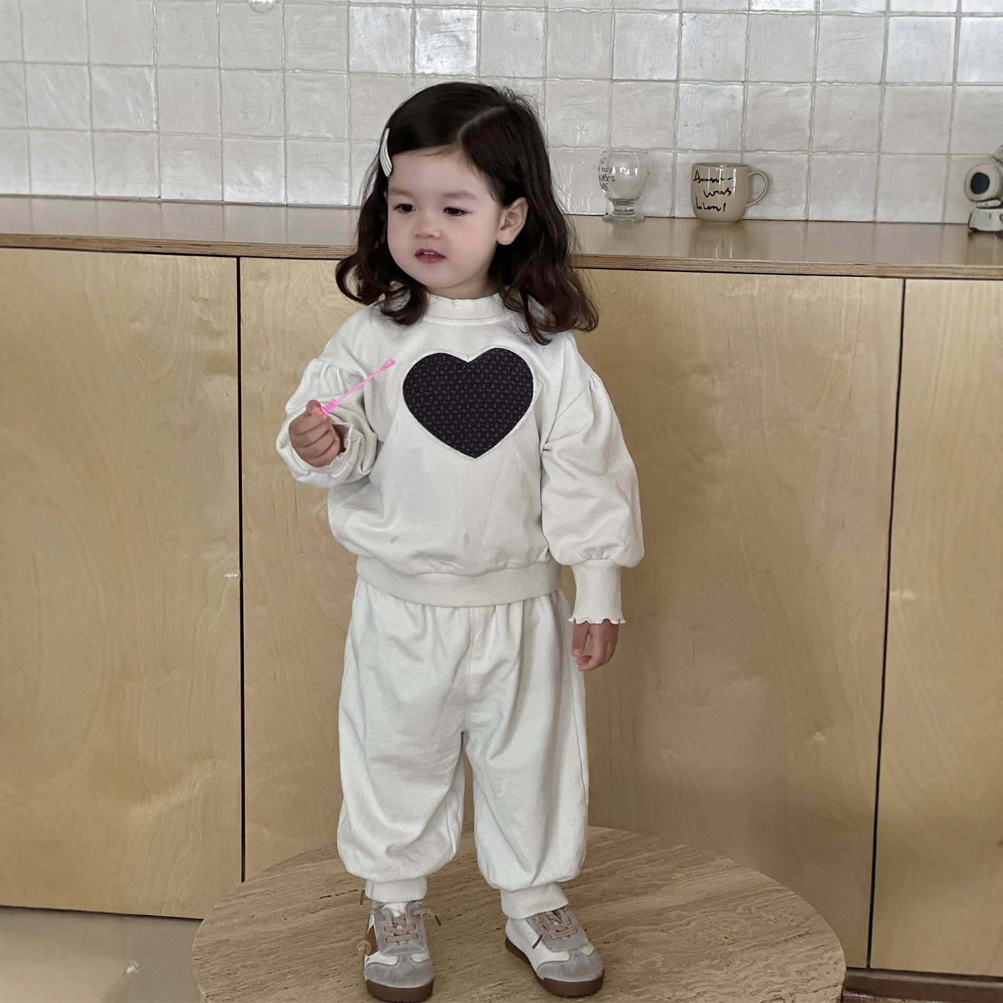 女童爱心卫衣套装2025秋季新款韩版童装儿童服装秋款衣服宝宝