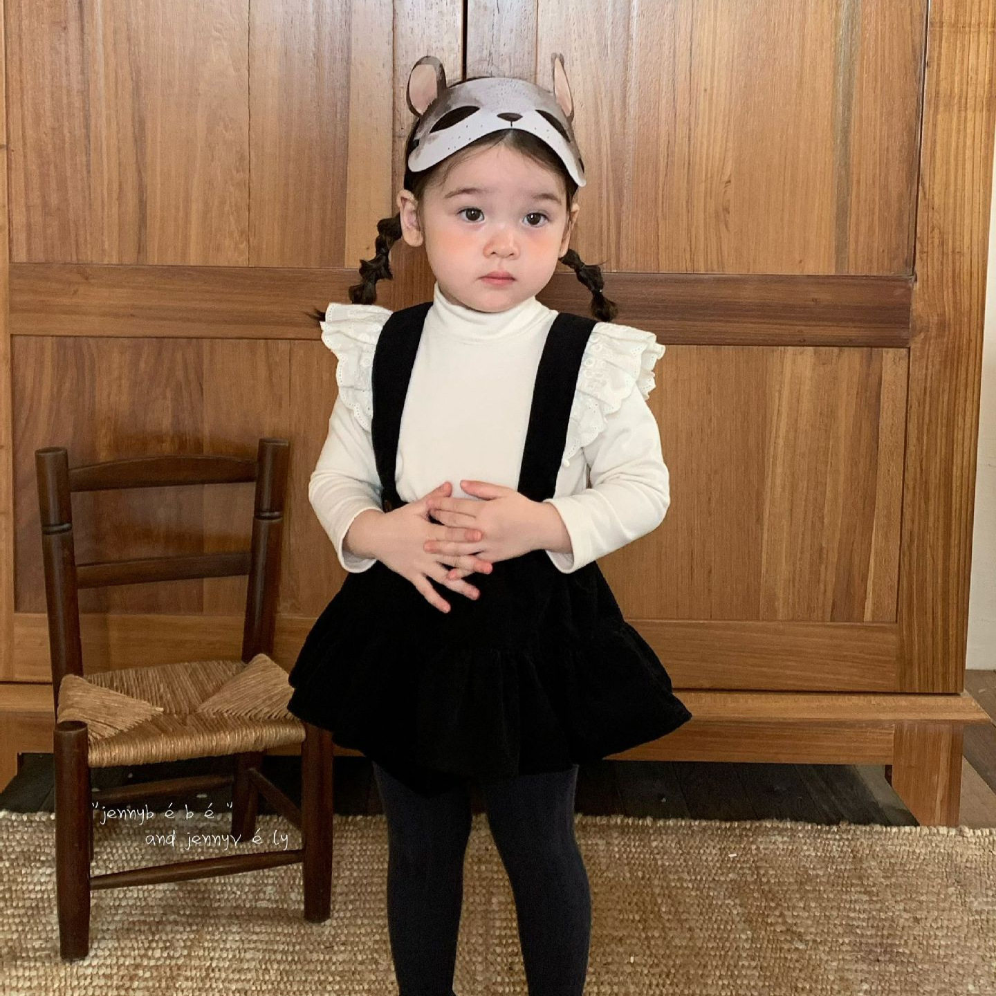 韩版女宝宝赫本风打底衫背带裙
