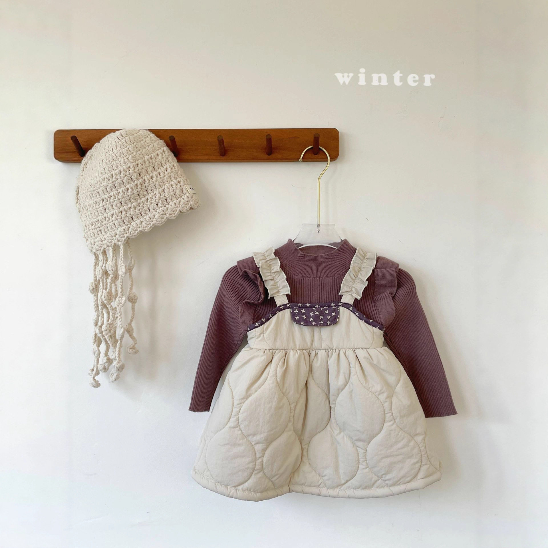 韩版冬季打底毛衣女童夹棉背心裙儿童时尚休闲公主裙棉加厚套装