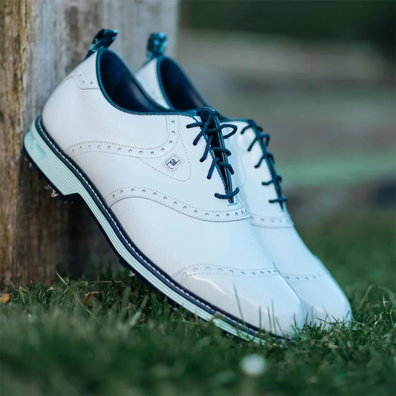 代购Footjoy x Todd Snyder联名款白蓝拼色皮革防水男士高尔夫鞋