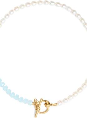 代购kate spade女士项链简约优雅精致时尚淡蓝色珠子白色珍珠