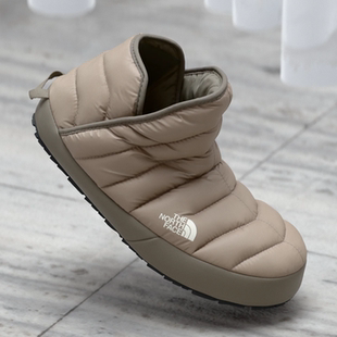 代购THE NORTH FACE Thermoball北面浅咖色男女一脚蹬防水雪地靴