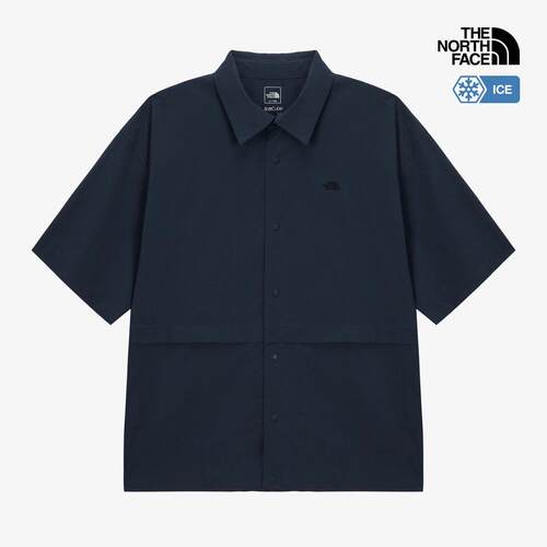 代购THE NORTH FACE北面男士POLO衫透气轻量快干散热深蓝色短袖
