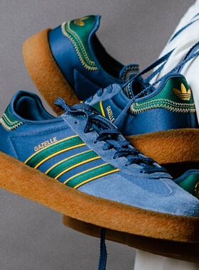 代购Adidas GAZELLE X CLOT阿迪达斯陈冠希联名款午夜蓝男女板鞋