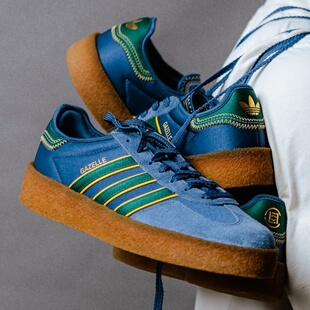 代购Adidas GAZELLE X CLOT阿迪达斯陈冠希联名款午夜蓝男女板鞋
