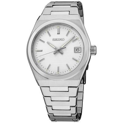 代购Seiko精工女士腕表日期防水夜光石英钢带金属银色34mm日常