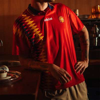 代购ADIDAS SPAIN HOME阿迪达斯西班牙队1994年复刻版主场球衣T恤