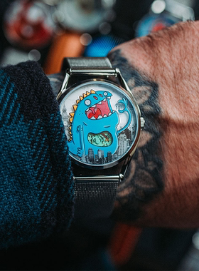 代购Mr Jones Watches Number Cruncher恐龙印花英国小众机械手表