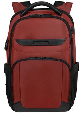 代购Samsonite新秀丽双肩包男士防水USB充电RFID防护轻便红色大容