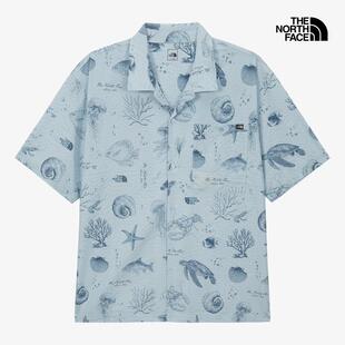 海外代购THE NORTH FACE/北面男士运动T恤翻领印花户外休闲
