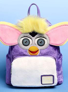 代购Loungefly X Hasbro Furbyf菲比小精灵联名款毛绒迷你双背包