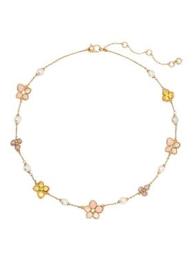 代购kate spade NEW YORK女士项链优雅精致时尚清新金色粉色花瓣