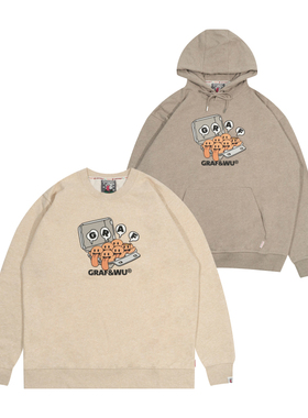 GRAF原创品牌【24Vol.2】害群之蛋乱叫的鸡蛋可爱鬼美式花褐帽衫