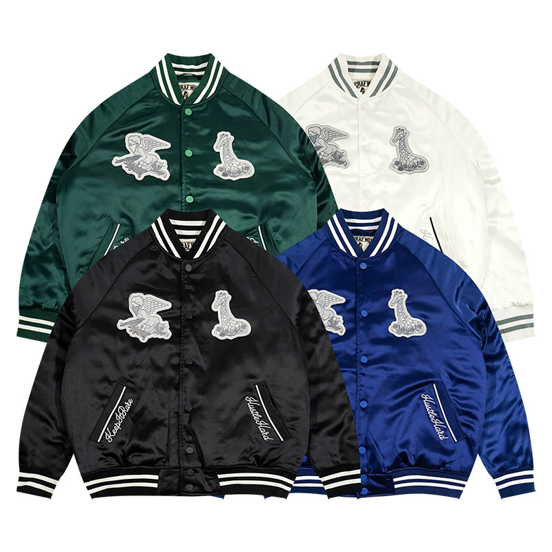 GRAF&WU缎面秋冬夹棉棒球夹克