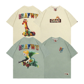 街头短袖 玉雕AK47女天使长颈鹿印花美式 趣味质感 GRAF原创品牌