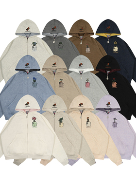 GRAF原创品牌【FlowerShop】可爱鬼2.0花卉仿貂毛里外套直拉帽衫