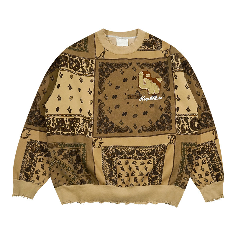 graf原创品牌【废土破坏】projectpaisley腰果花3.0做旧圆领卫衣