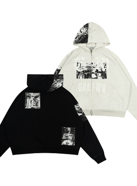 GRAF原创品牌【TheSample】基础采样系列长颈鹿贴布华夫格厚帽衫