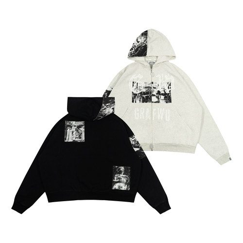 GRAFTheSample长颈鹿贴布厚帽衫