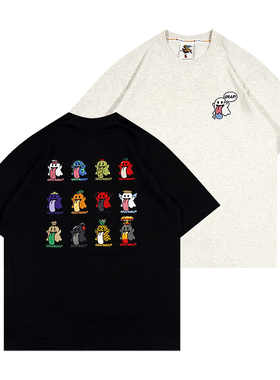 GRAF原创品牌BooGhost12个可爱鬼2.0刺绣宽松休闲纯棉短袖T恤