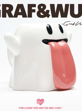 GRAF原创品牌【Mug】可爱鬼幽灵陶瓷白色吐舌头马克杯茶杯咖啡杯